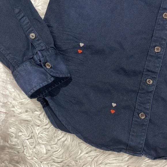 Sundry Hearts Embroidered Button Down Shirt in Sunfaded Navy - Picture 8 of 10